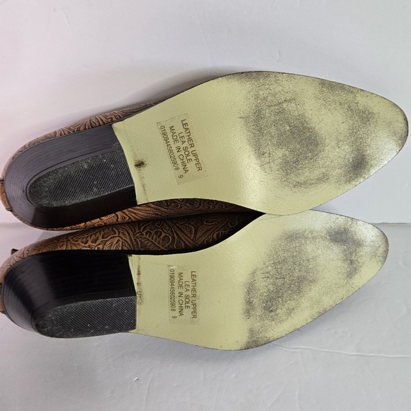 Vintage Coup D'etat LTD Floral Embossed Leather Western Heels Size 9 - Picture 6 of 6
